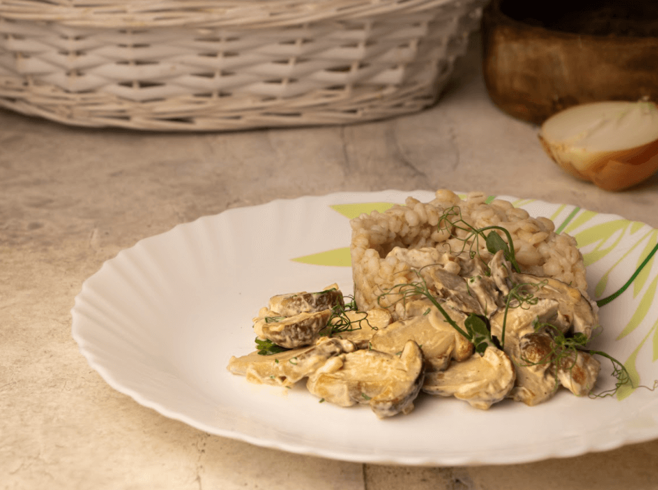 Перловка с белыми грибам 6