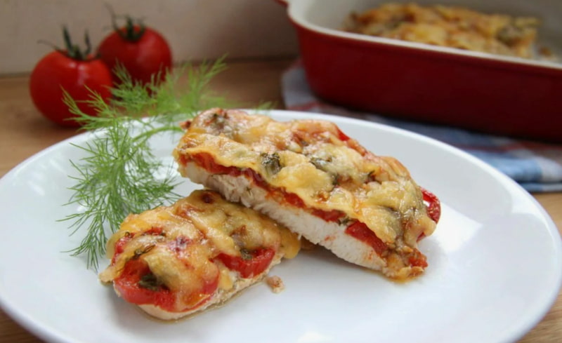 Свинина с сыром и помидорами