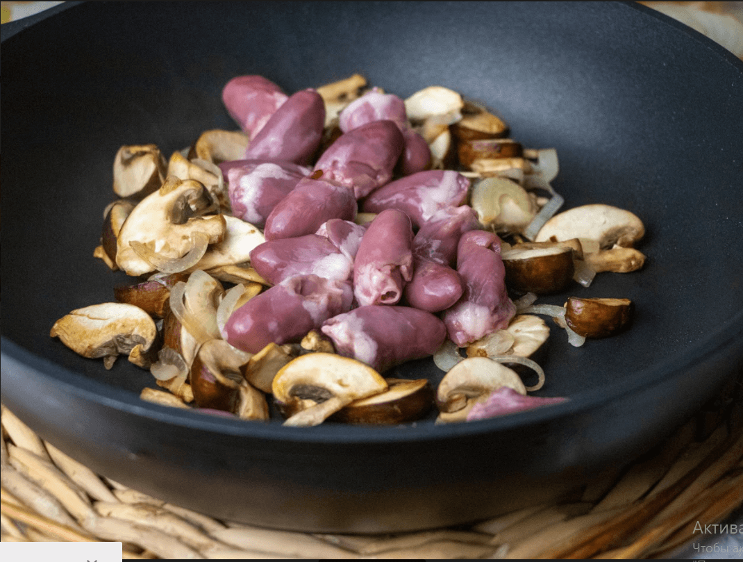 Гречка с куриными сердечками 5