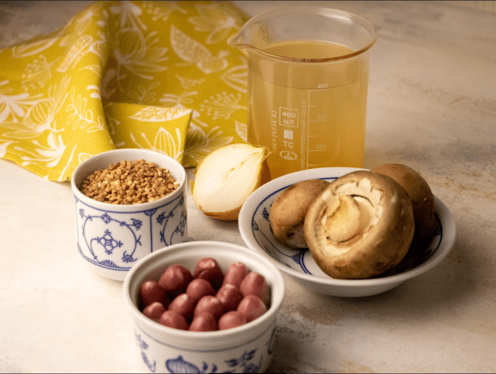 Гречка с куриными сердечками 1