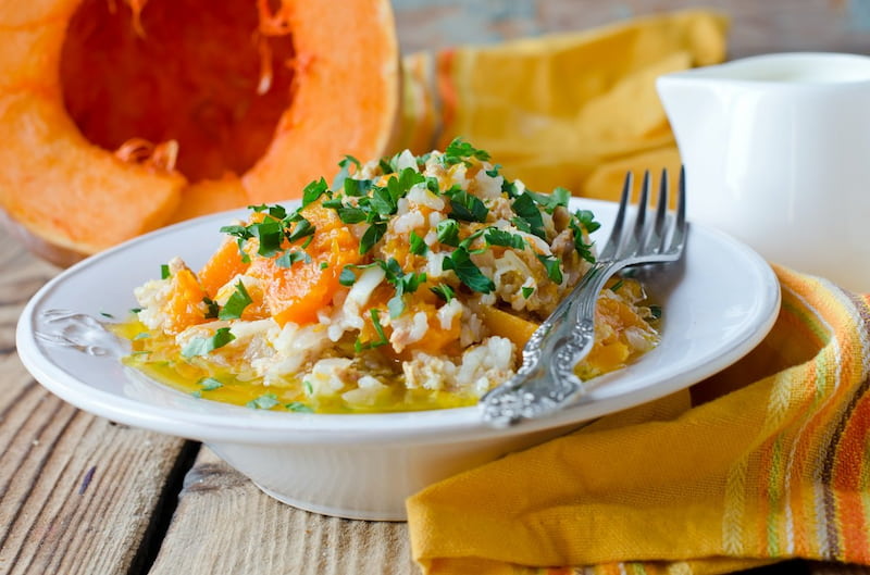 Тушеный рис с тыквой